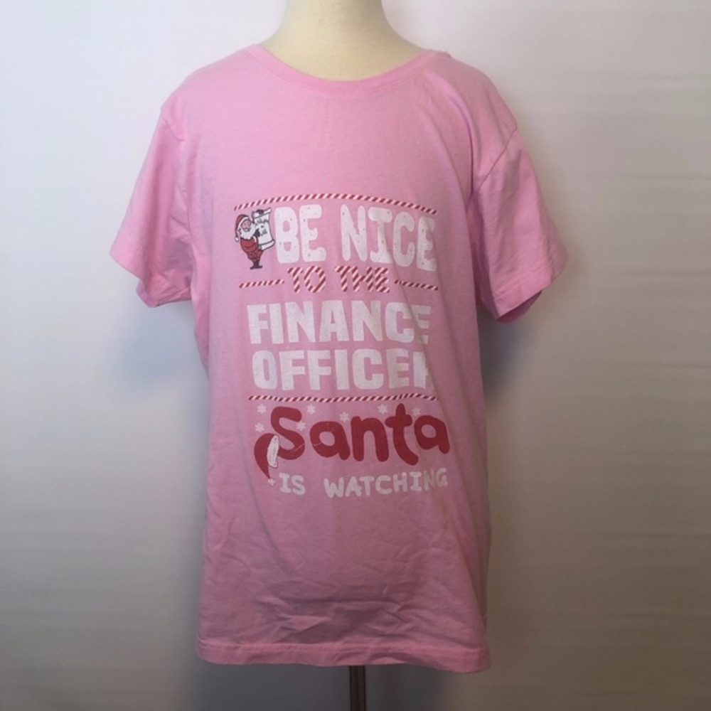 Spread Shirt Pink Santa Christmas Tee Top (Large)